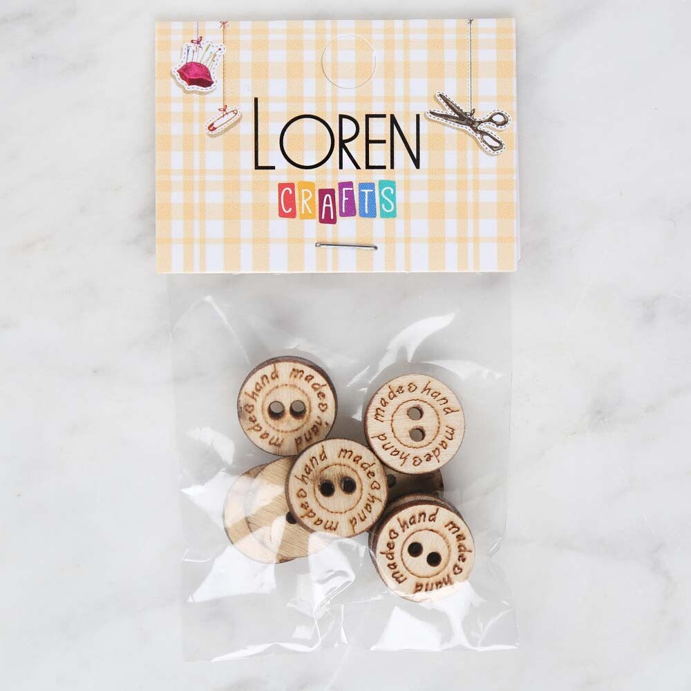 Loren Crafts 8'li Ahşap Düğme Hand Made - 1760